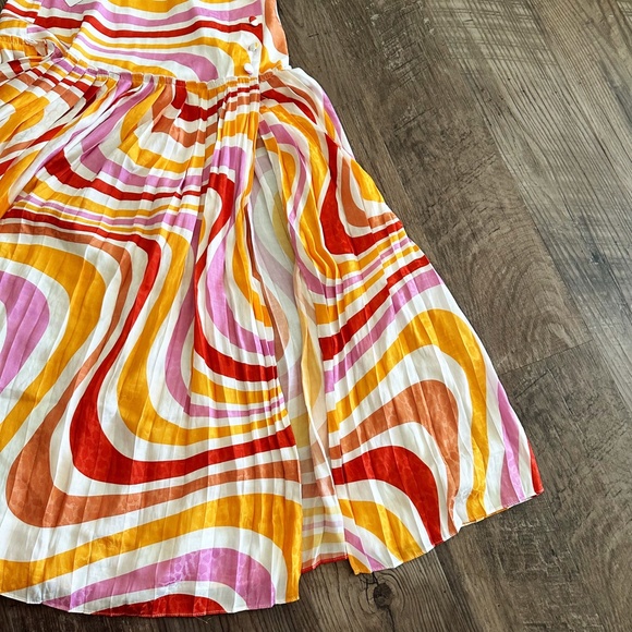 NWT Ted Baker Faidi Dropped Waist Pleated Retro Allover Print Midi Skirt 0/US 2 - Picture 12 of 16